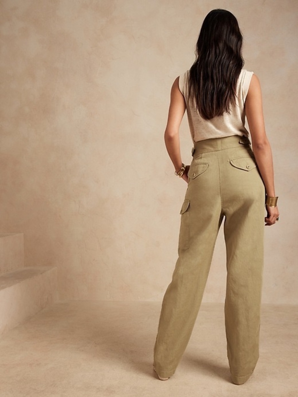 Banana Republic Olive High-Rise Wide-Leg Utility Pants - Picture 2 of 8